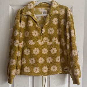 Billabong Mustard Yellow Floral Teddy Jacket